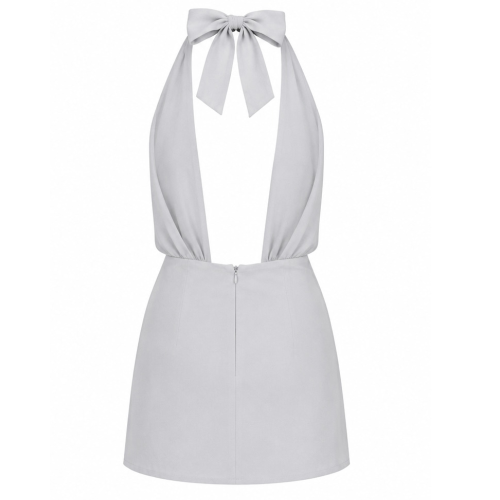 Linen mini dress in grey