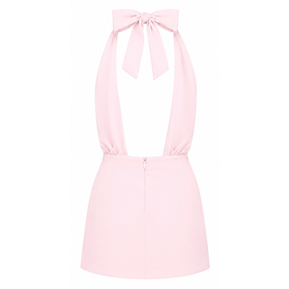 Linen mini dress in baby pink